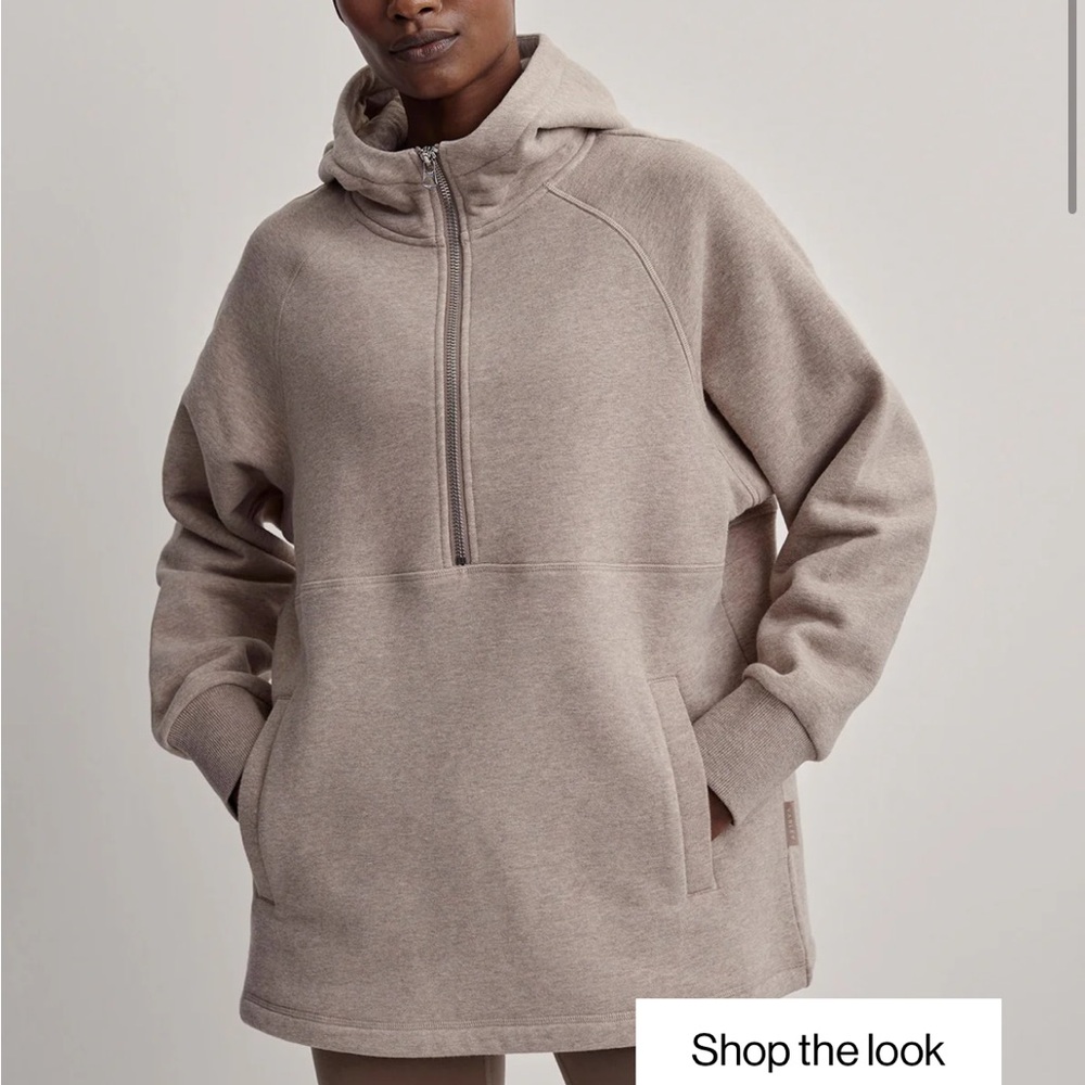 Varley Stirling Half Zip Hoodie Taupe Marl